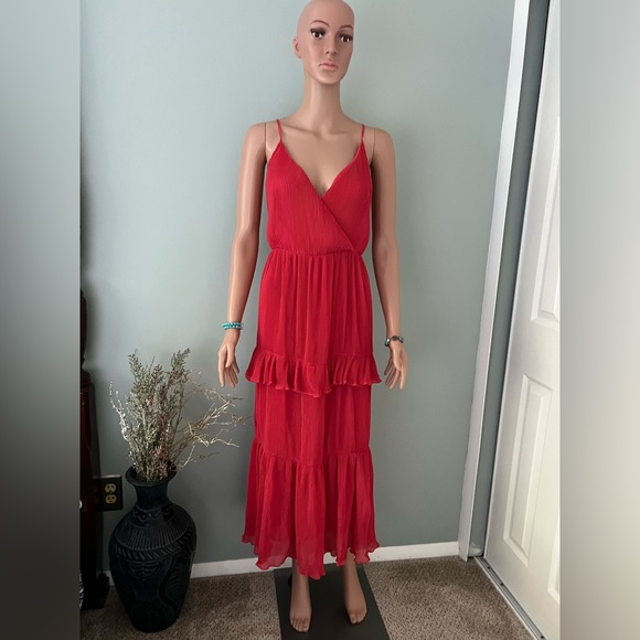 & Other Stories Women's red 100% POLYESTER Midi Dress size 12 Color red - Picture 5 of 16